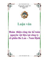 Luận văn: Hoàn thiện công tác kế toán nguyên vật liệu tại công ty cổ phần Ba Lan – Nam Định potx