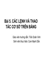 Bài 5. CÁC LỆNH VÀ THAO TÁC CƠ SỞ TRÊN BẢNG pps