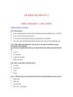 ĐỀ KIỂM TRA HỌC KÌ II MÔN SINH 12 THPT