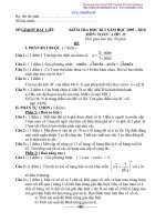 Đề kiểm tra học kì 1 năm 2009-2010 môn Toán Tỉnh Bạc Liêu ppt