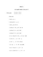 PHẦN 1 CÁC KIẾN THỨC CẦN LƯU Ý MÔN TOÁN docx