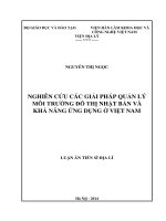 luận án: Nghiên cứu các giải pháp quản lý môi trường đô thị Nhật Bản và khả năng ứng dụng ở Việt Nam