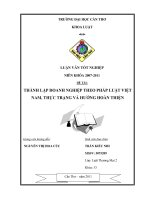 thành lập doanh nghiệp theo pháp luật việt nam, thực trạng và hướng hoàn thiện