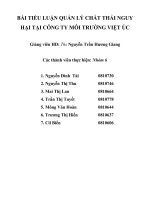 BÀI TIỂU LUẬN QUẢN LÝ CHẤT THẢI NGUY HẠI TẠI CÔNG TY MÔI TRƯỜNG VIỆT ÚC pptx