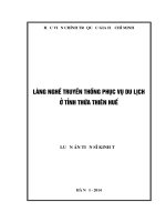 LÀNG NGHỀ TRUYỀN THỐNG PHỤC VỤ DU LỊCH Ở TỈNH THỪA THIÊN HUẾ  LUẬN ÁN TIẾN SĨ KINH TẾ