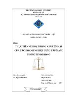 thực tiễn về hoạt động khuyến mại của các doanh nghiệp cung cấp mạng thông tin di động