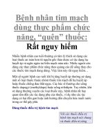 Bệnh nhân tim mạch dùng thực phẩm chức năng, “quên” thuốc: Rất nguy hiểm pps