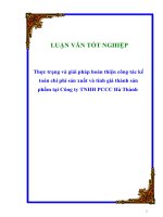 Thực trạng và giải pháp hoàn thiện công tác kế toán chi phí sản xuất và tính giá thành sản phẩm tại công ty TNHH PCCC Hà Thành