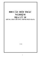 800 câu hỏi TRẮC NGHIỆM  địa lý 10