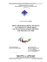 PHÂN TÍCH HOẠT ĐỘNG TÍN DỤNG  TÀI TRỢ XUẤT NHẬP KHẨU  TẠI NGÂN HÀNG NGOẠI THƯƠNG  CHI NHÁNH CẦN THƠ