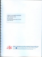 công ty cổ phần xi măng tiên sơn hà tây báo cáo tài chính cho kỳ năm tài chính kết thúc ngày 31 tháng 12 năm 2011 đã được kiểm toán
