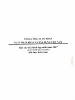 tổng công ty cổ phần xuất nhập khẩu xây dựng việt nam vinaconex báo cáo tài chính hợp nhất năm 2007  từ ngày 1 tháng 12 năm 2007 đến ngày 31 tháng 12 năm 2007 đã được kiểm toán