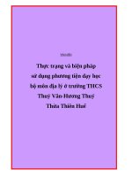 Thực trạng và biện pháp sử dụng phương tiện dạy học bộ môn địa lý ở trường THCS Thuỷ Vân-Hương Thuỷ-Thừa Thiên Huế pdf