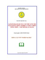 Lập kế hoạch quảng cáo thẻ ATM cho ngân hàng nông nghiệp và phát triển nông thôn chi nhánh an giang