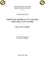 TÍNH TOÁN CHI PHÍ vật tư CHO một  PHÂN đoạn tàu vỏ THÉP