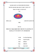 NIÊN LUẬN CHUYÊN NGÀNH VĂN HỌC ĐỀ TÀI: TÓM TẮT, NHẬN ĐỊNH TIỂU THUYẾT CỦA DƯƠNG TỬ GIANG, LÝ VĂN SÂM VÀ VŨ ANH KHANH potx