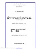 KẾ TOÁN DOANH THU TIÊU THỤ và xác ĐỊNH kết QUẢ  KINH DOANH tại CÔNG TY TNHH THỦY sản vân NHƯ