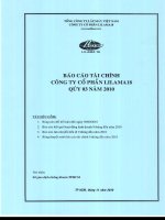 công ty cổ phần lilama 18 báo cáo tài chính quý 3 năm 2010