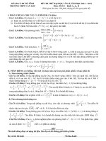 ĐỀ THI THỬ ĐẠI HỌC LẦN II MÔN TOÁN NĂM HỌC 2013 – 2014