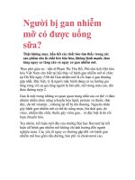 Người bị gan nhiễm mỡ có được uống sữa? pdf
