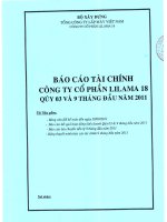 tổng công ty xây lắp việt nam công ty cổ phần lilama 18 báo cáo tài chính quý 3 và 9 tháng năm 2011