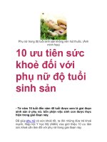 10 ưu tiên sức khoẻ đối với phụ nữ độ tuổi sinh sản pps