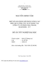 MỘT số GIẢI PHÁP góp PHẦN NÂNG CAO HIỆU QUẢ CÔNG tác XUẤT KHẨU tại CÔNG TY cổ PHẦN NHA TRANG SEAFOODS – f17