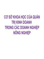 CƠ SỞ KHOA HỌC CỦA QUẢN TRỊ KINH DOANH TRONG CÁC DOANH NGHIỆP NÔNG NGHIỆP pdf