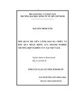 tóm tắt luân án tiến sĩ mối quan hệ giữa lãnh đạo ba chiều và kết quả hoạt động của doanh nghiệp. trường hợp nghiên cứu tại việt nam