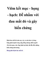 Viêm kết mạc - họng - hạch: Dễ nhầm với đau mắt đỏ và gây biến ppt