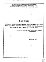 Đánh giá khả năng khai thác nguồn nước ngầm để phục vụ cấp nước sinh hoạt và tưới cây trồng cạn tại xã Tĩnh Hải