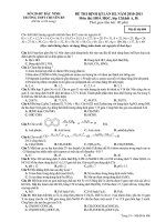 ĐỀ THI ĐỊNH KÌ LẦN III, NĂM 2010-2011 Môn thi: HOÁ HỌC - Mã đề thi 606 docx