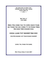 Điều tra công tác tổ chức hạch toán kế toán tại các công ty cổ phần trên địa bàn tỉnh khánh hoà
