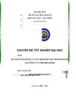 KẾ TOÁN BÁN HÀNG VÀ XÁC ĐỊNH KẾT QUẢ KINH DOANH TẠI CÔNG TY TNHH BÍCH HỢP