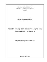 Nghiên cứu sự biến đổi chất lượng của artemia sau thu hoạch