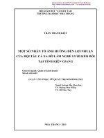 MỘT số NHÂN tố ẢNH HƯỞNG đến lợi NHUẬN  của đội tàu cá XA bờ làm NGHỀ lưới kéo đôi  tại TỈNH KIÊN GIANG