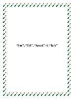 so sánh say, tell, speak, talk