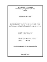 ĐÁNH GIÁ HIỆN TRẠNG và đề XUẤT GIẢI PHÁP  PHÁT TRIỂN NUÔI cá rô PHI ở TỈNH QUẢNG NINH