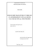 ĐÁNH GIÁ HIỆN TRẠNG kĩ THUẬT và HIỆU QUẢ  của mô HÌNH KINH tế vườn – AO – CHUỒNG  (VAC) ở HUYỆN yên lạc, TỈNH VĨNH PHÚC