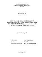 Điều tra hiện trạng kỹ thuật và đánh giá hiệu quả kinh tế của nghề nuôi tôm  thẻ chân trắng  (litopenaeus vannamei) thương phẩm tại tỉnh ninh thuận