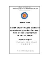 NGHIÊN cứu sự hài LÒNG của KHÁCH HÀNG đối với sản PHẨM của CÔNG TY TNHH KHÍ hóa LỎNG VIỆT NAM tại KHU vực TPHCM