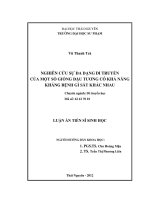 NGHIÊN cứu sự đa DẠNG DI TRUYỀN của một số GIỐNG đậu TƯƠNG có KHẢ NĂNG KHÁNG BỆNH gỉ sắt KHÁC NHAU