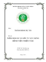 THẨM ĐỊNH DỰ ÁN ĐẦU TƯ XÂY DỰNG BỆNH VIỆN THIỆN TÂM