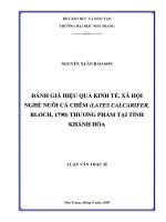 ĐÁNH GIÁ HIỆU QUẢ KINH tế, xã hội NGHỀ NUÔI cá CHẼM (LATES CALCARIFER, BLOCH, 1790) THƯƠNG PHẨM tại TỈNH KHÁNH hòa