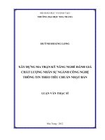 Xây dựng ma trận kỹ năng nghề đánh giá chất lượng  nhân sự ngành công  nghệ thông tin theo tiêu chuẩn nhật bản