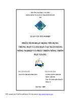 Phân tích hoạt động tín dụng trung hạn và dài hạn tại ngân hàng nông nghiệp và phát triển nông thôn hậu giang