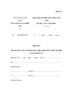 MẪU BIÊN BẢN Bàn giao hồ sơ, tang vật, phương tiện vi phạm hành chính về thuốc, mỹ phẩm và trang thiết bị y tế potx