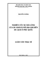 Nghiên cứu sự  hài lòng của du khách nội địa khi đến du lịch ở phú quốc