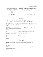 Mẫu quyết định số 08: Quyết định áp dụng các biện pháp khắc phục hậu quả do vi phạm hành chính trong trường hợp không áp dụng xử phạt về khám bệnh, chữa bệnh ppt