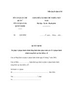 MẪU QUYẾT ĐỊNH Xử phạt vi phạm hành chính bằng hình thức phạt cảnh cáo về vi phạm hành chính trong lĩnh vực bảo hiểm y tế pps